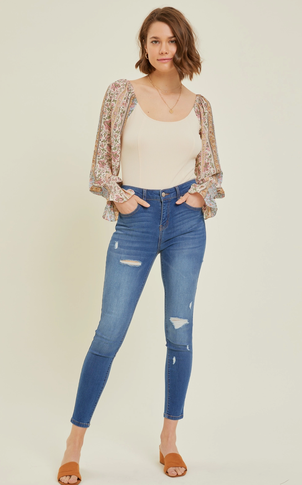 Vintage Floral Sleeve Bodysuit