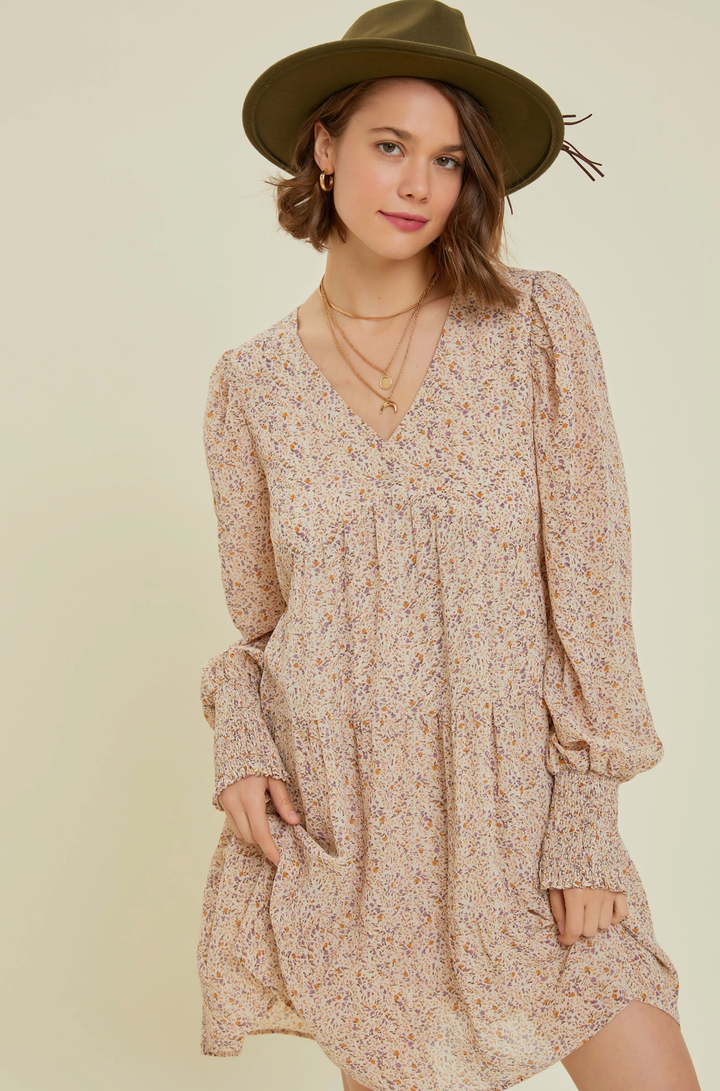 V-Neck Tiered Ruffle Dress