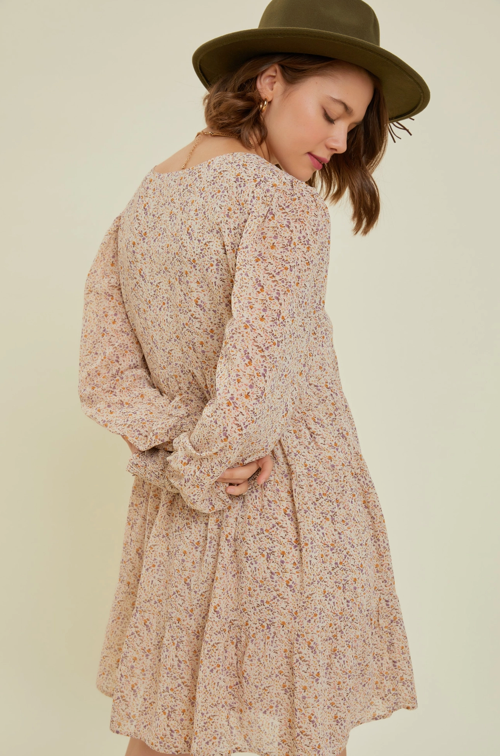 V-Neck Tiered Ruffle Dress