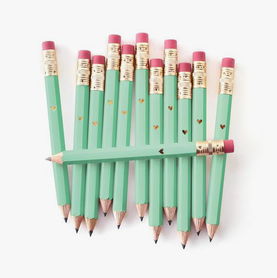 Mint & Gold Mini Pencils