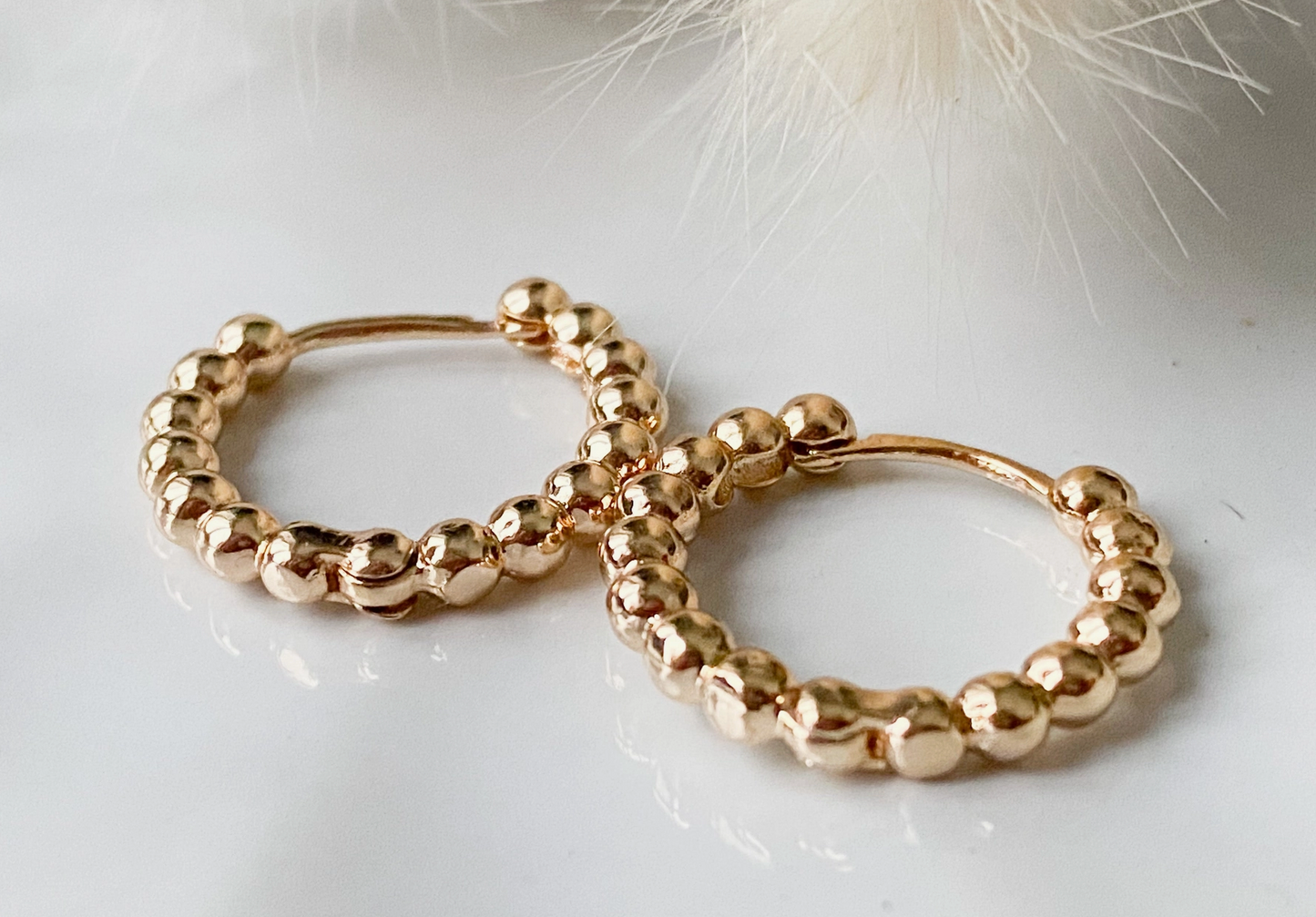 Beaded Gold Hoops
