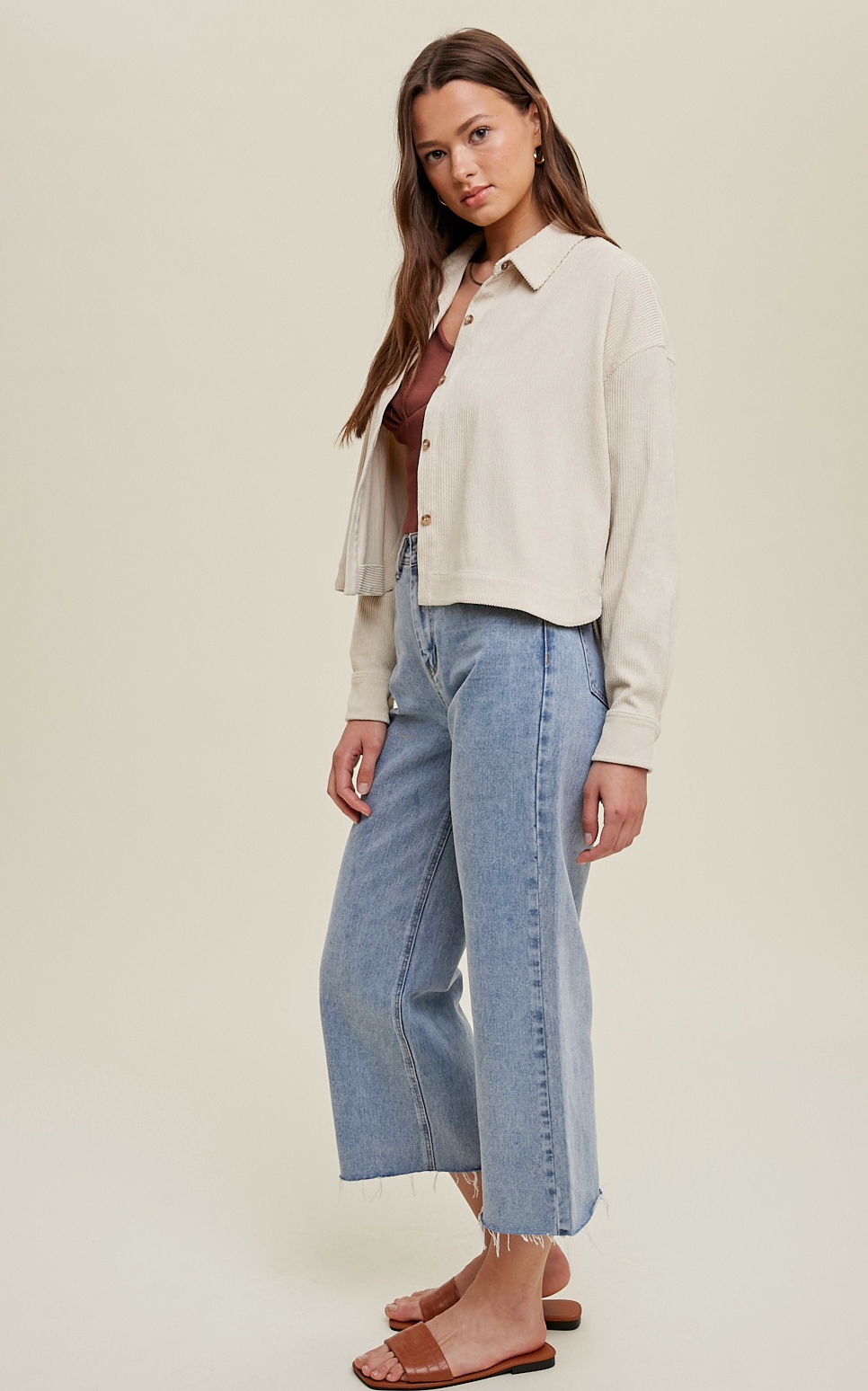 Sand Corduroy Cropped Jacket