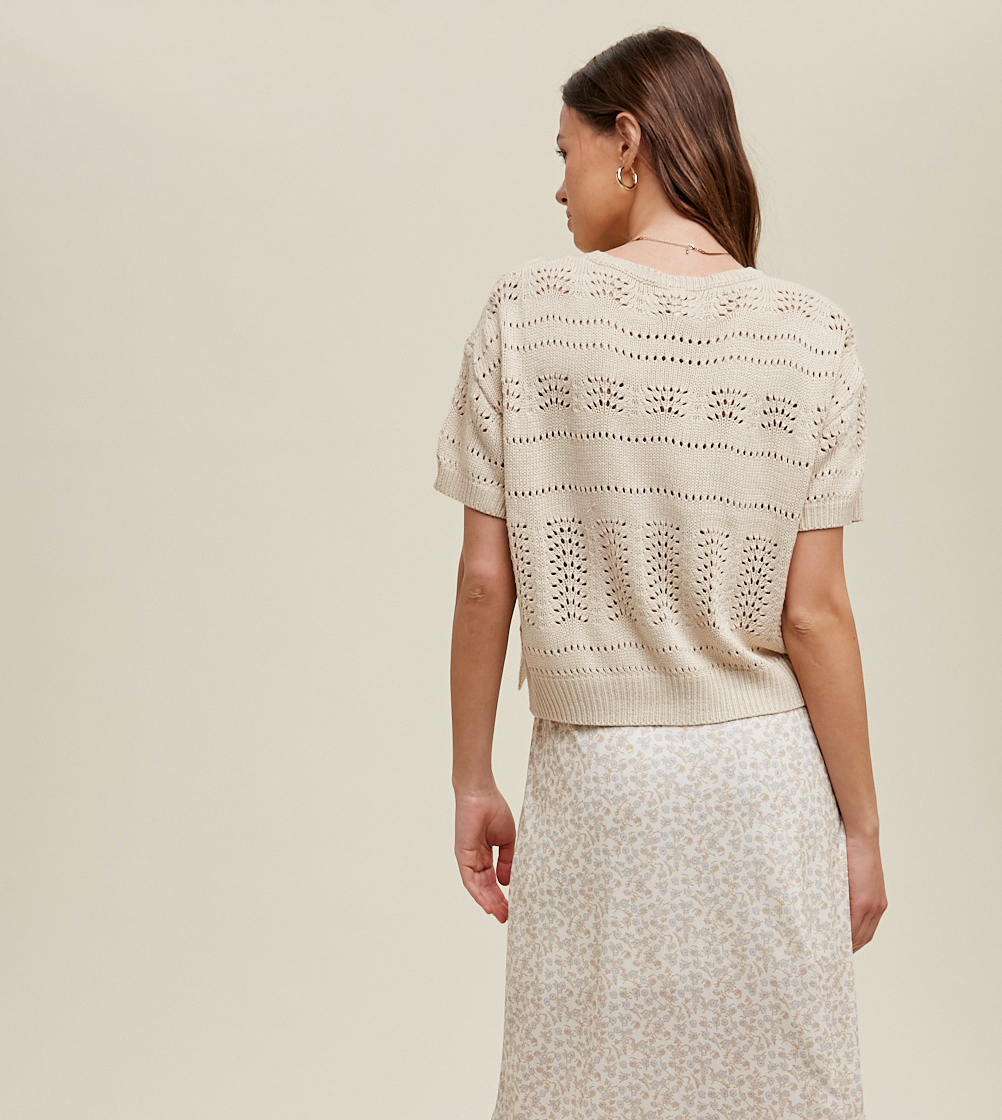 Natural Pointelle Sweater