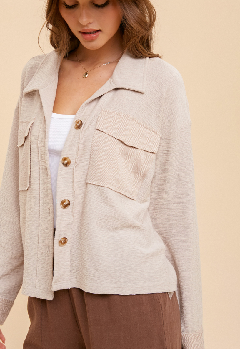 Biege Cropped Jacket