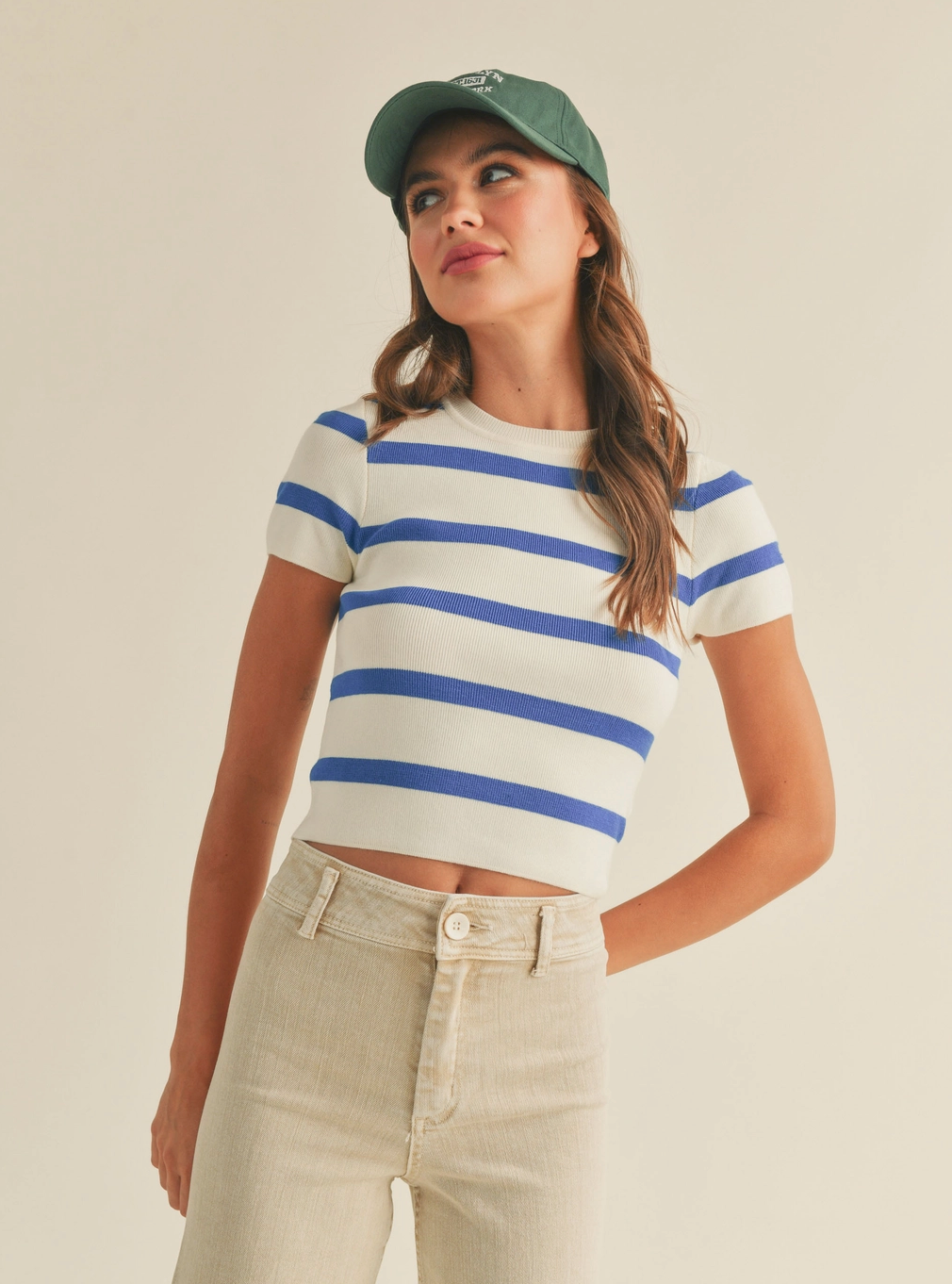 Bold Blue Stripe Crop