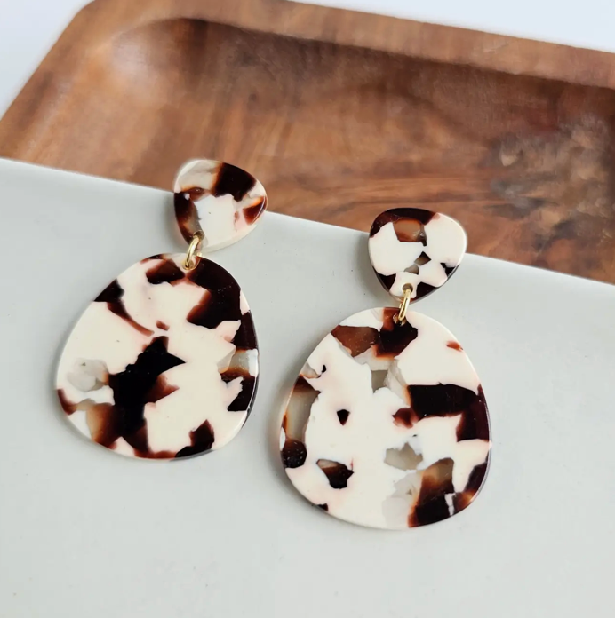 Cowhide Oval Earrings