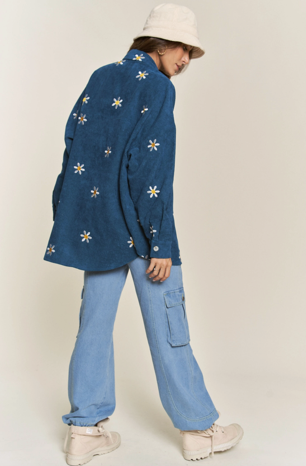 Blue & Yellow Daisy Button Down