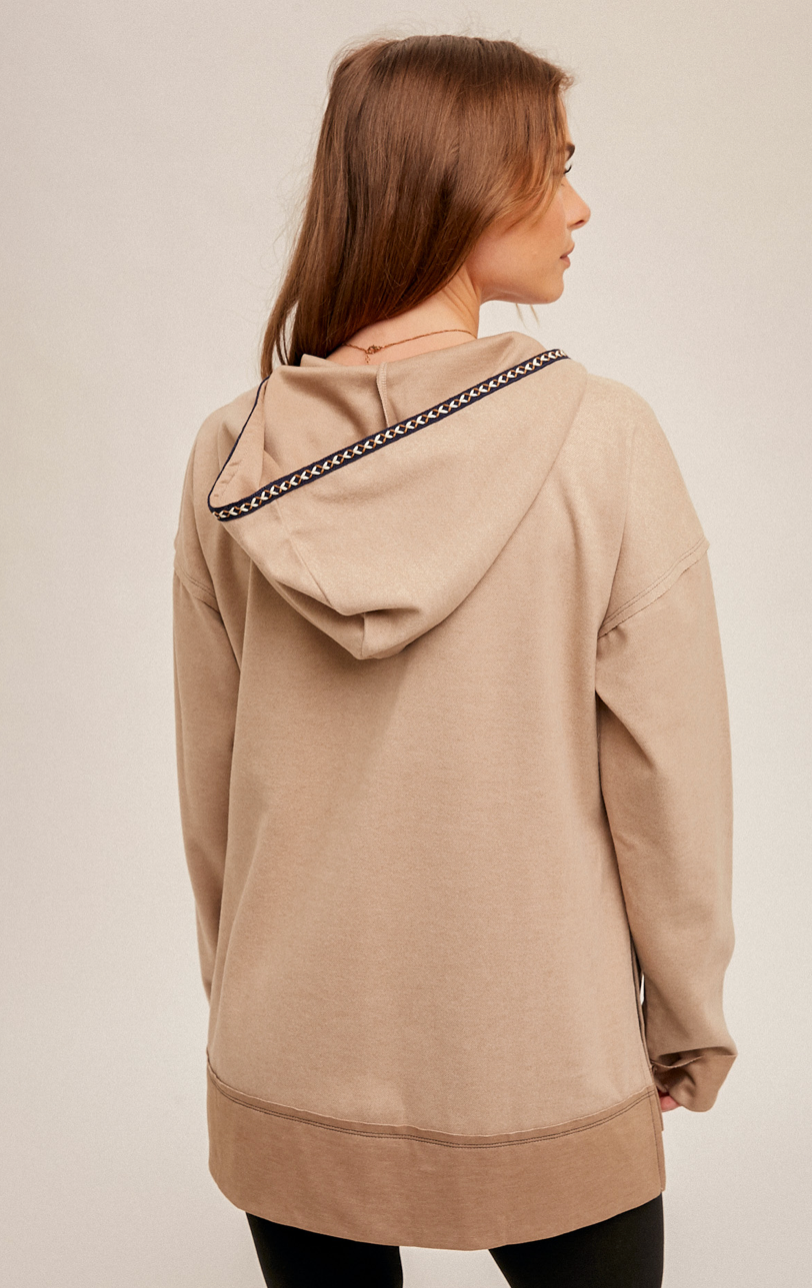 Taupe 1/4 Zip Hoodie