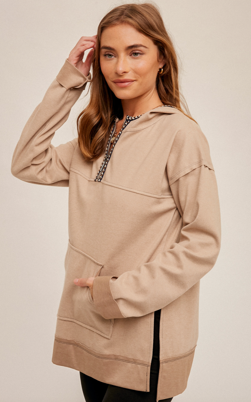 Taupe 1/4 Zip Hoodie