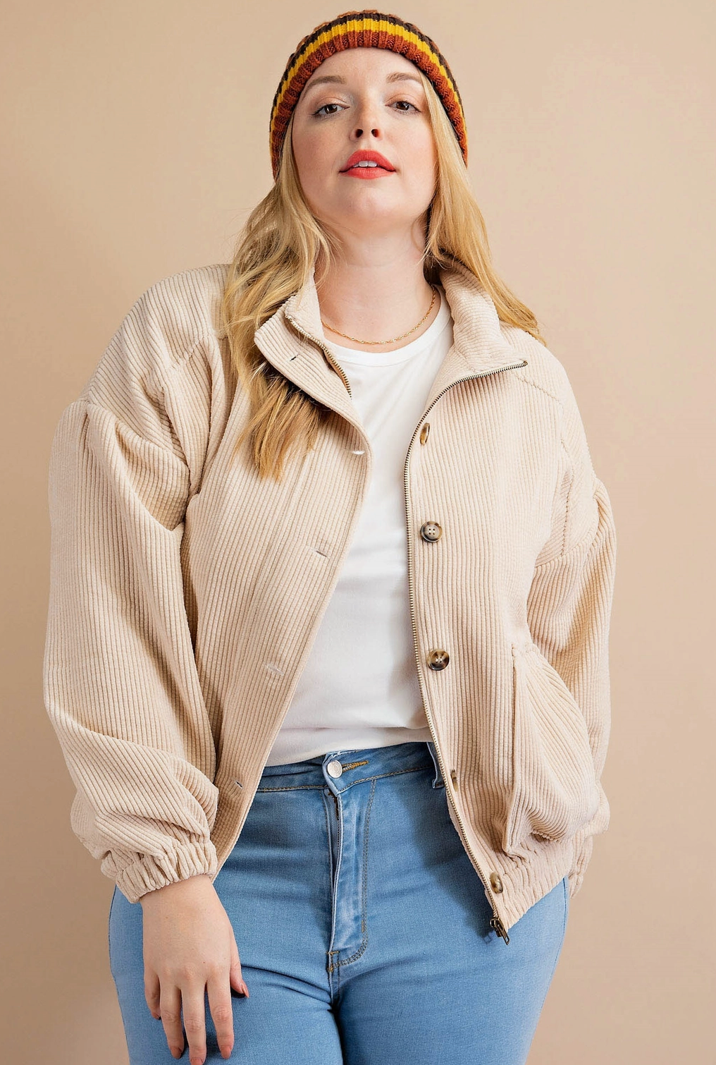 Plus Corduroy Buttondown Jacket