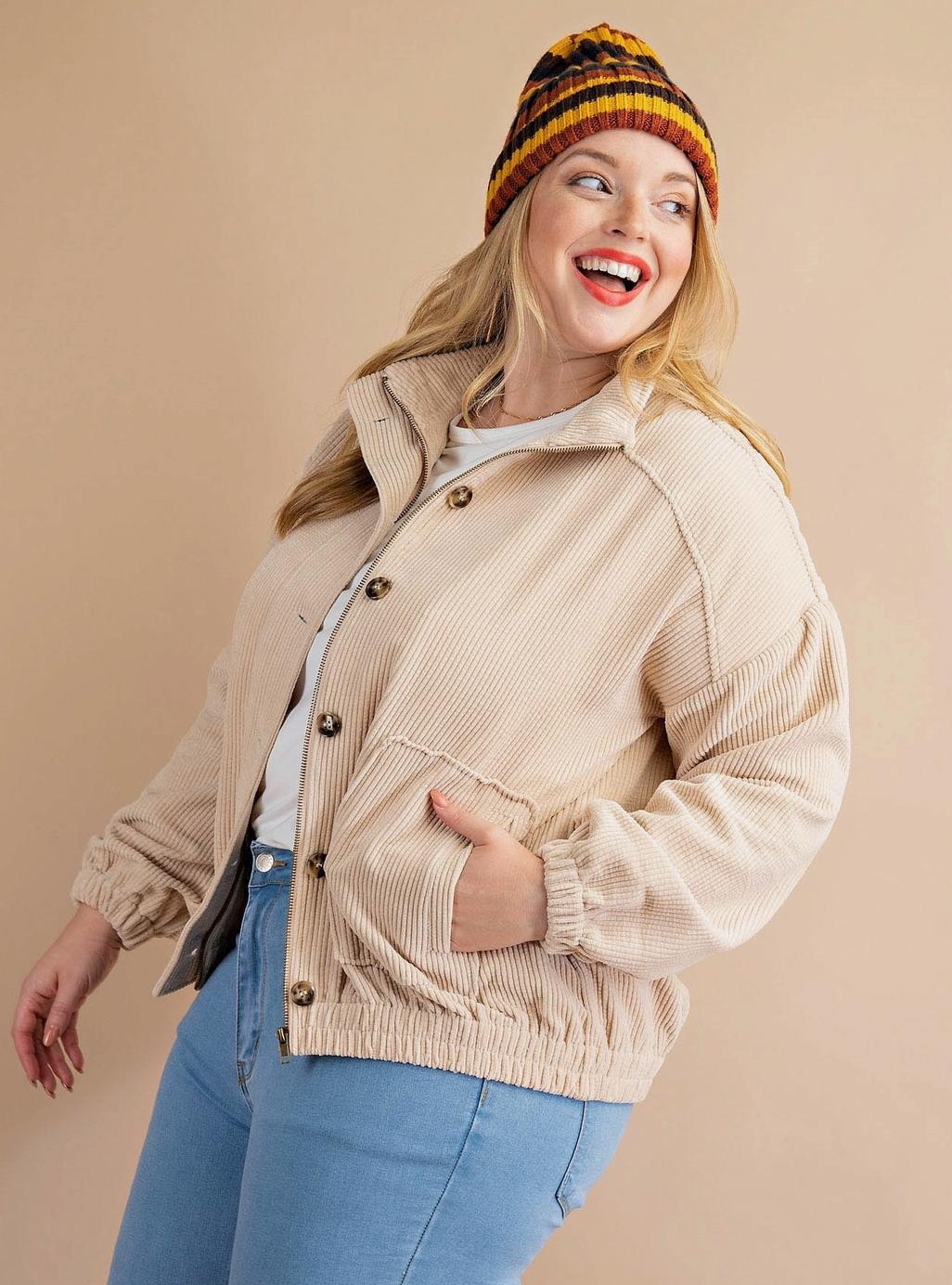 Plus Corduroy Buttondown Jacket