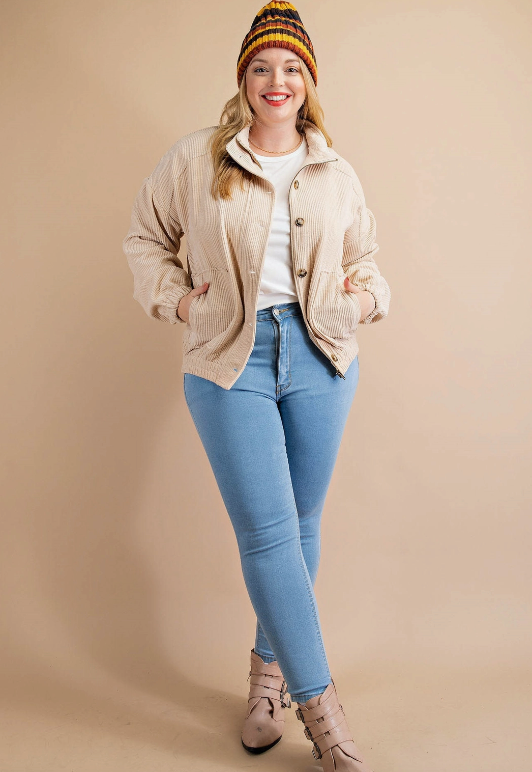 Plus Corduroy Buttondown Jacket