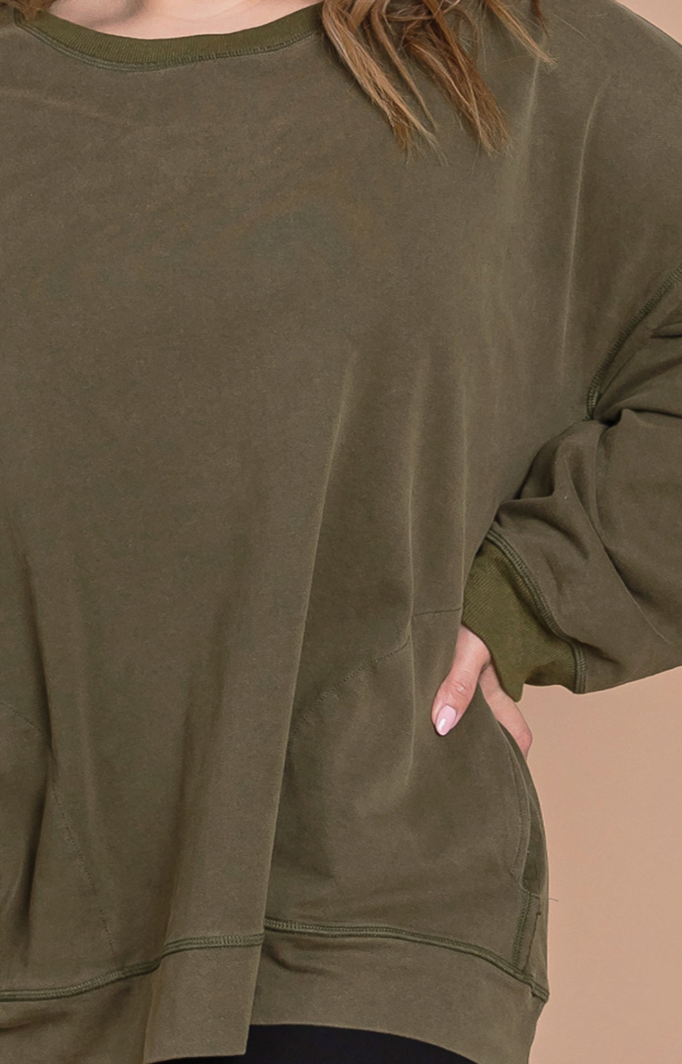 Plus Olive Pullover