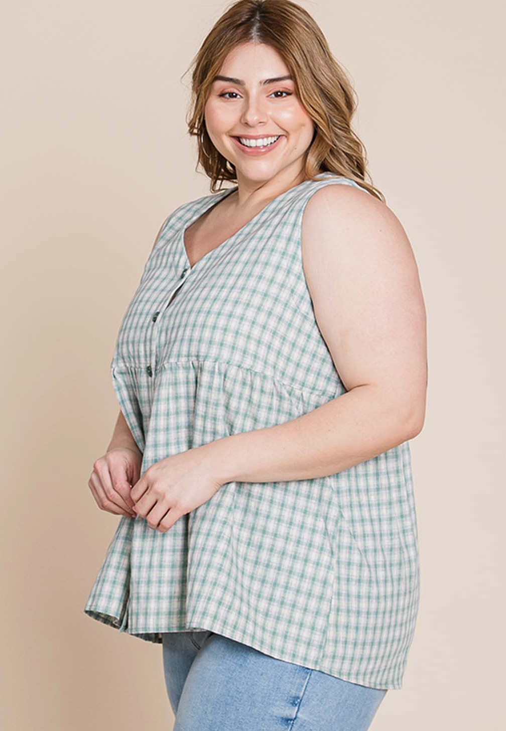 Plus Mint Plaid Tank