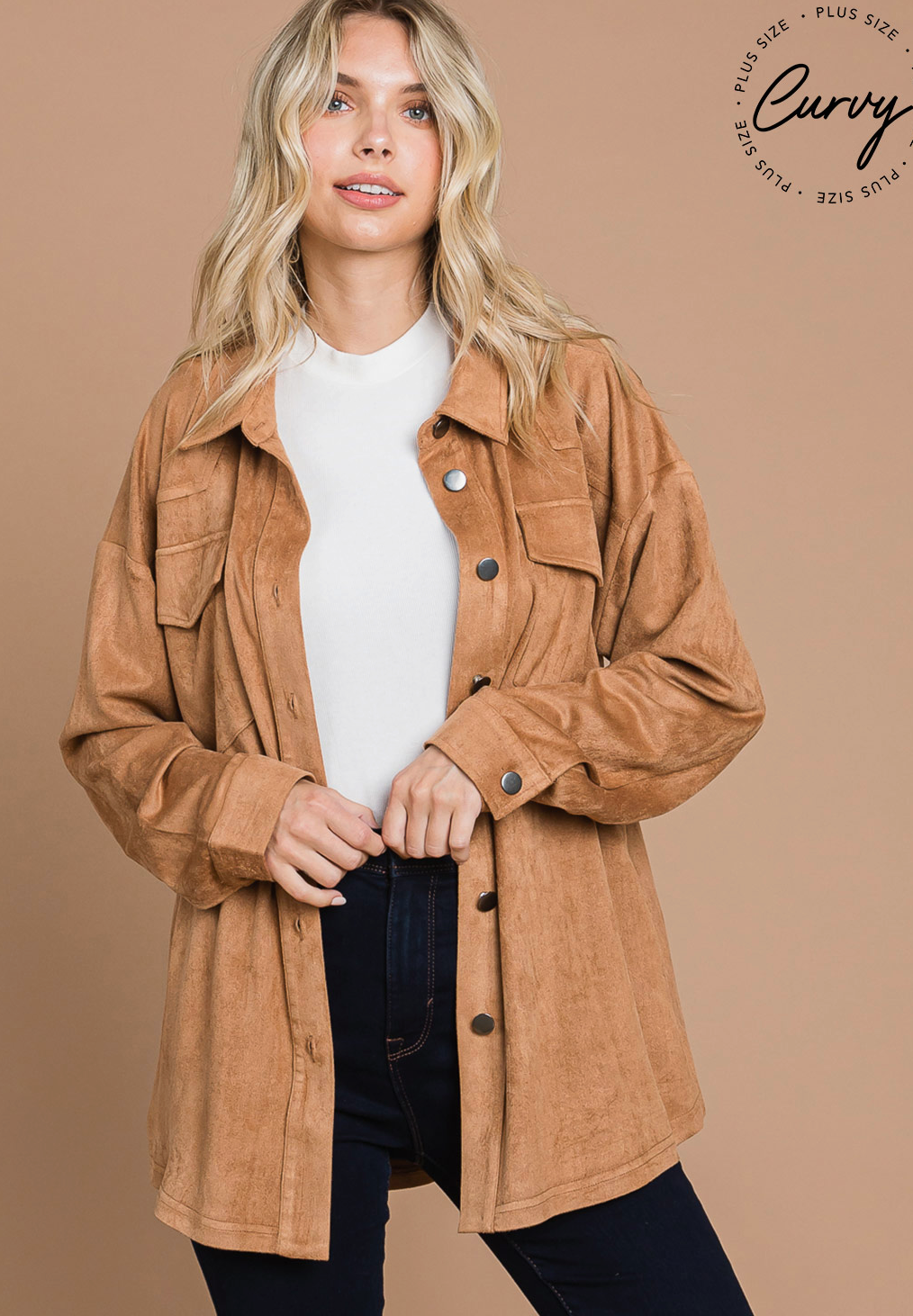 Plus Camel Suade Jacket