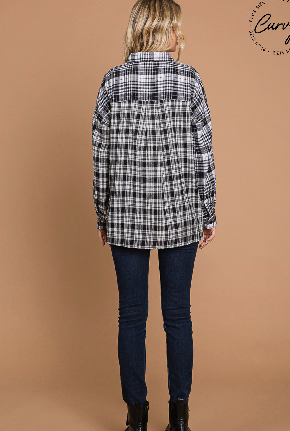 Plus Blended Plaid Pullover Top