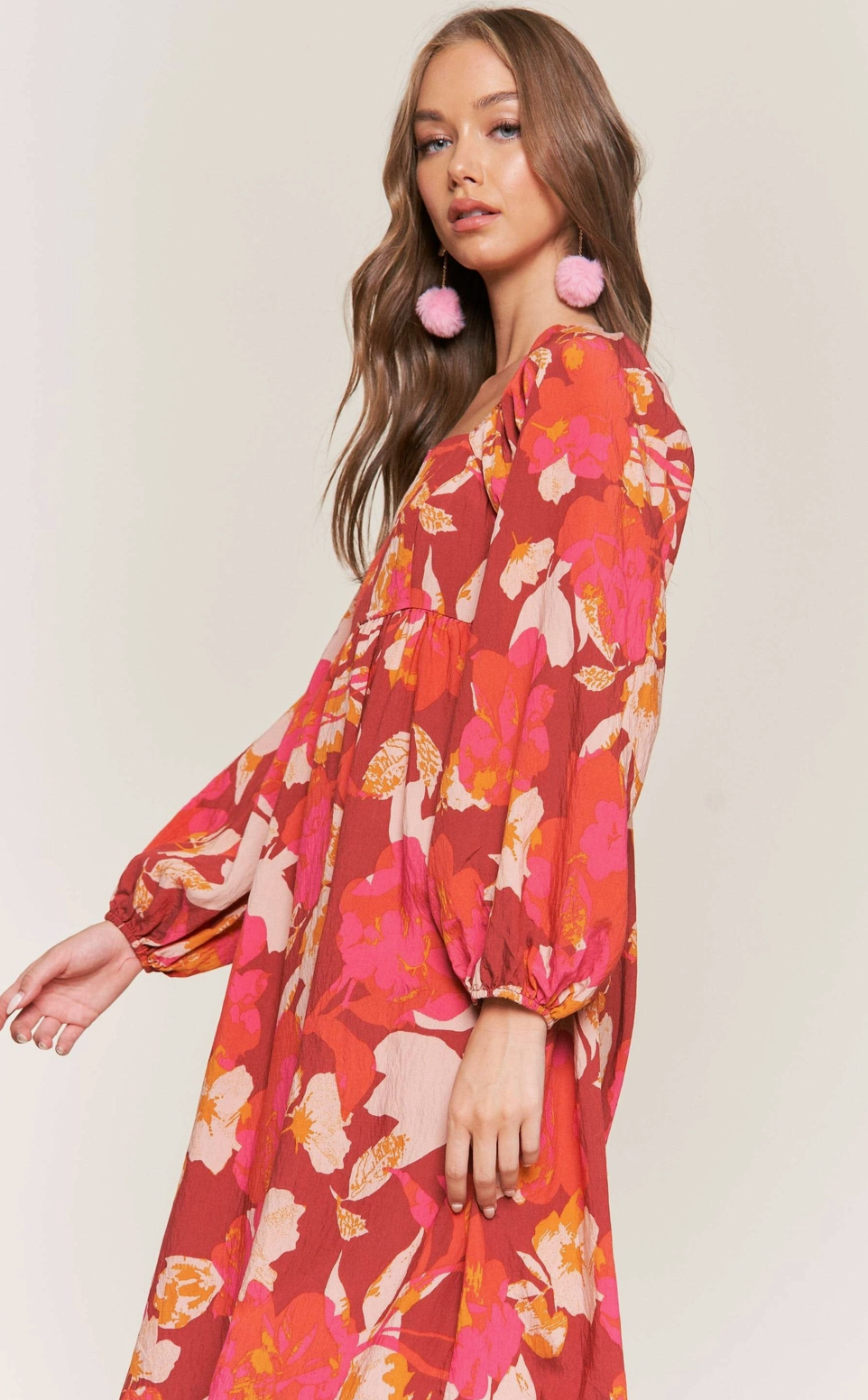 Multi Flower Midi Dress