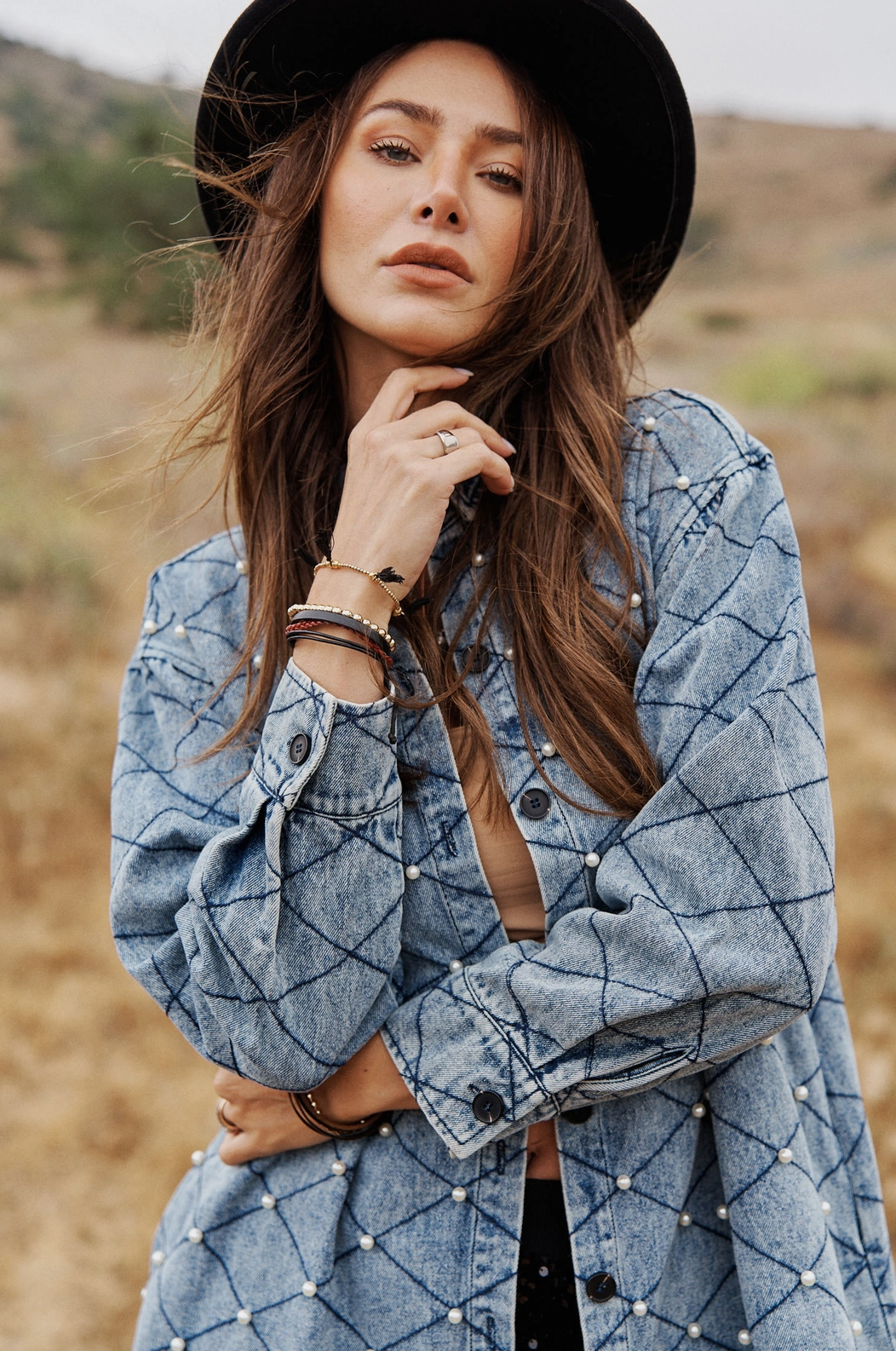 Quilted Pearl Denim Jacket