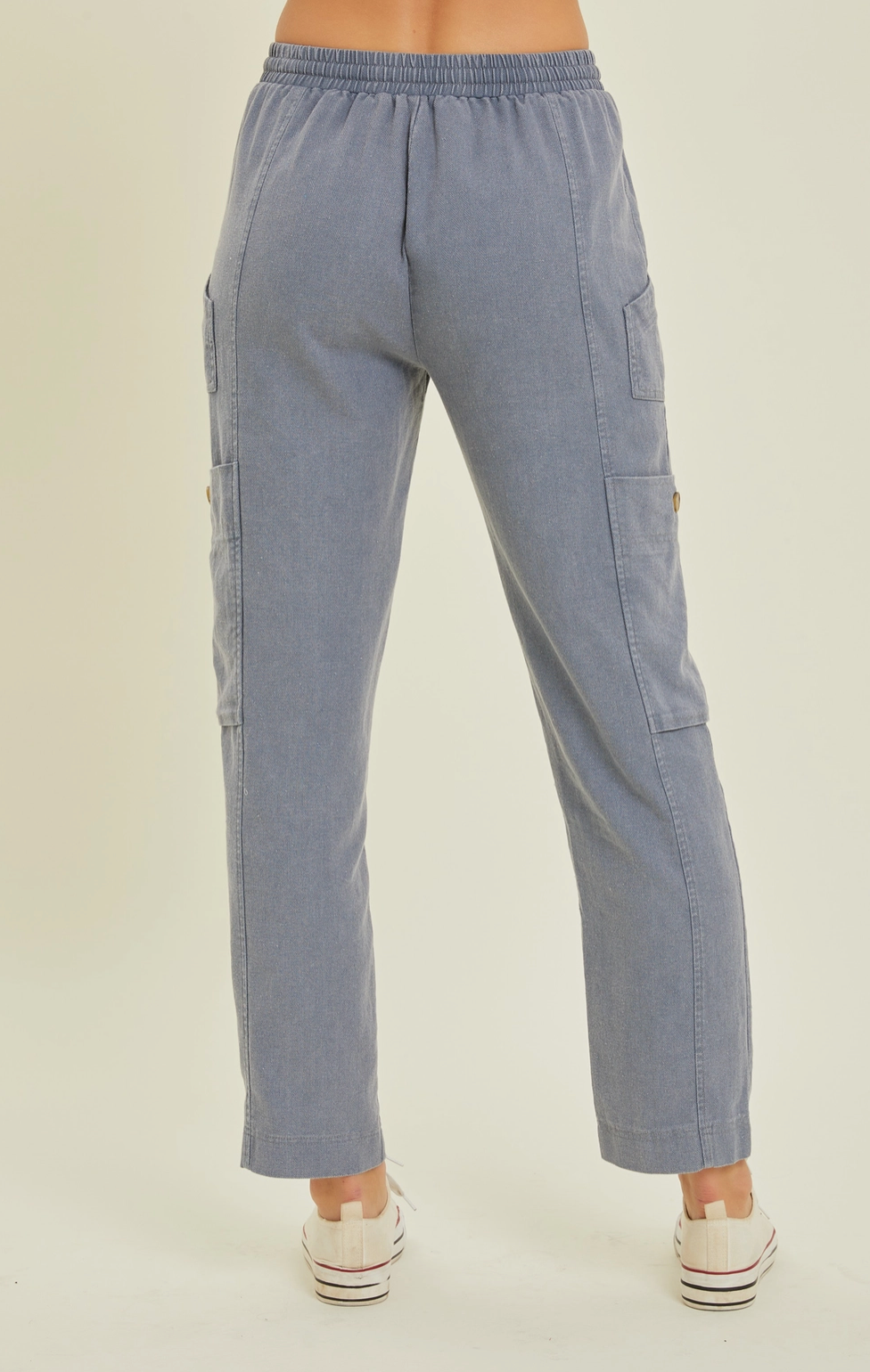 Denim Blue Mineral Washed Cargo Pants