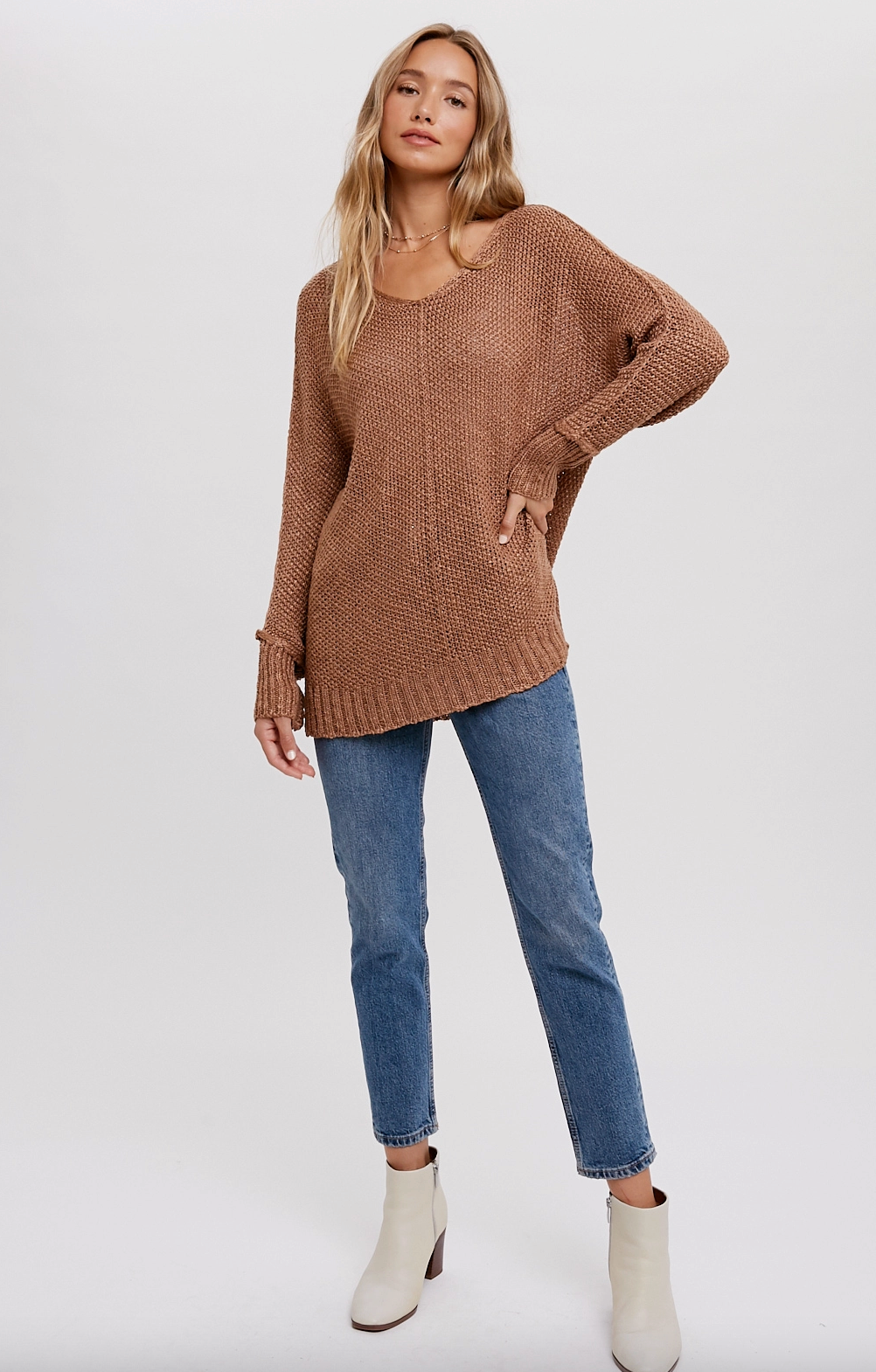 Mocha Reverse Seam Sweater