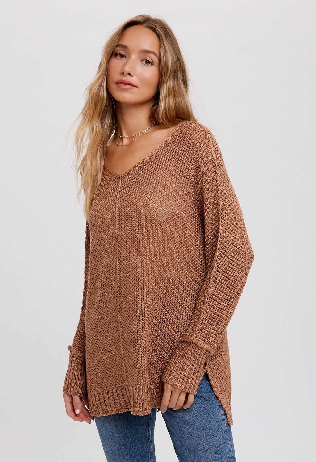 Mocha Reverse Seam Sweater