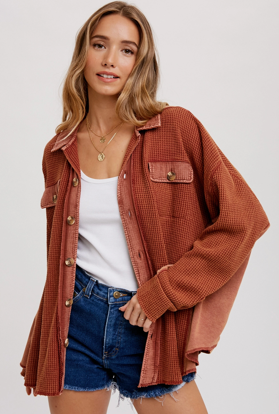 Brick Waffle Knit Jacket