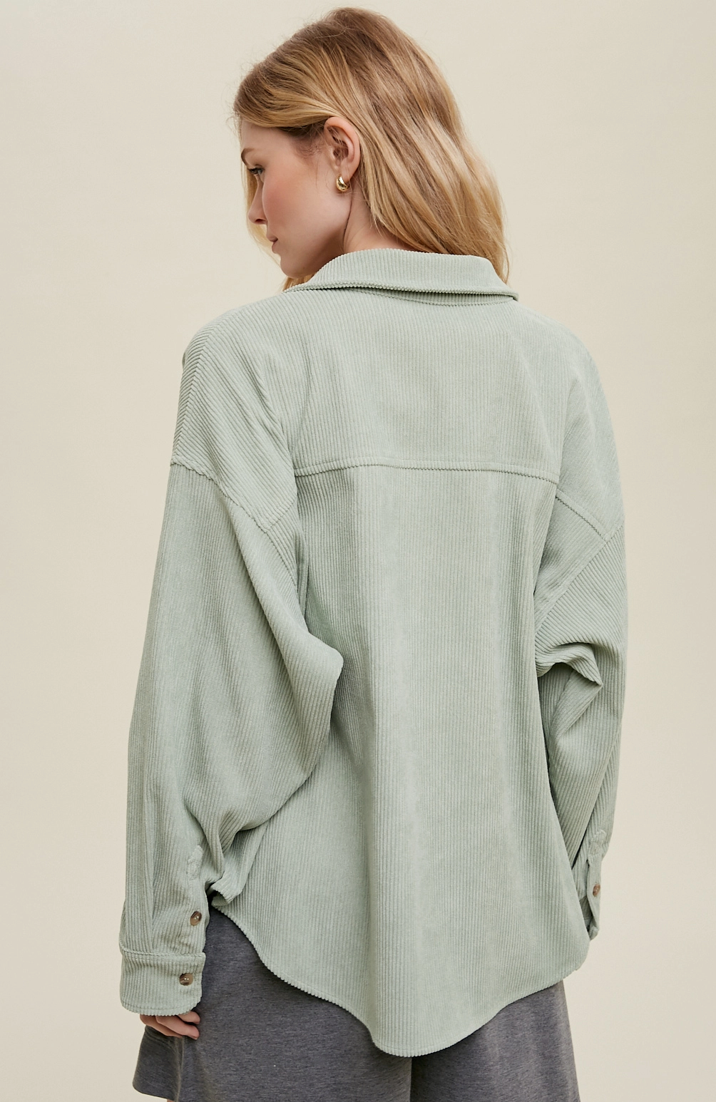 Mint Corduroy Buttondown