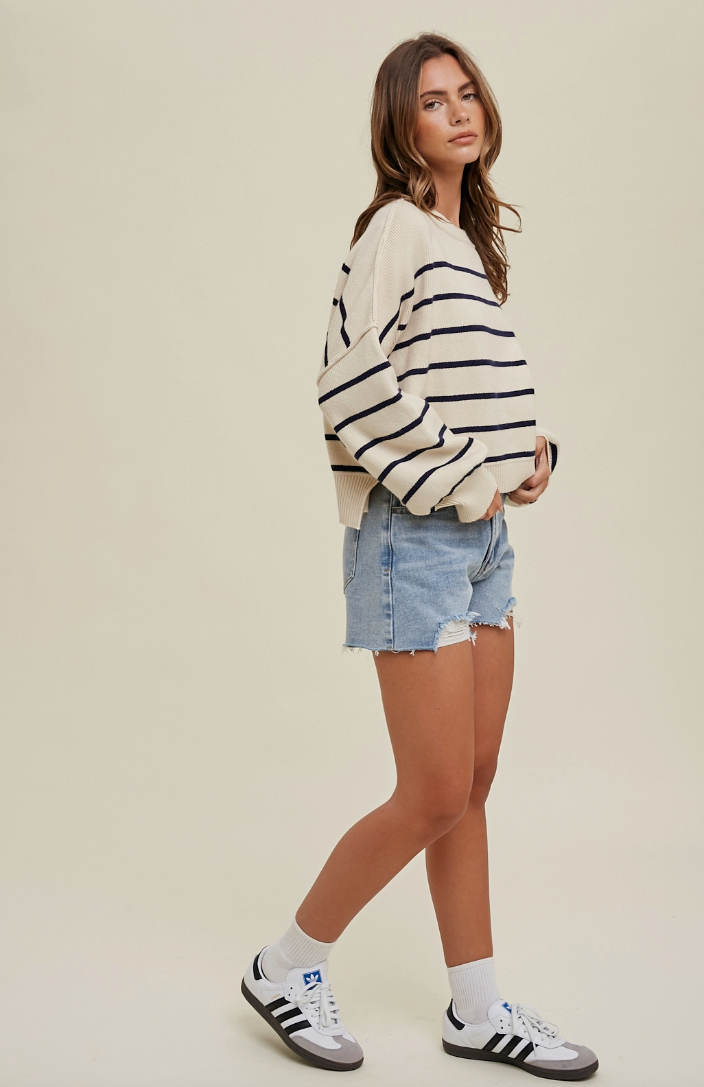 Stripe Relaxed Crop Sweater