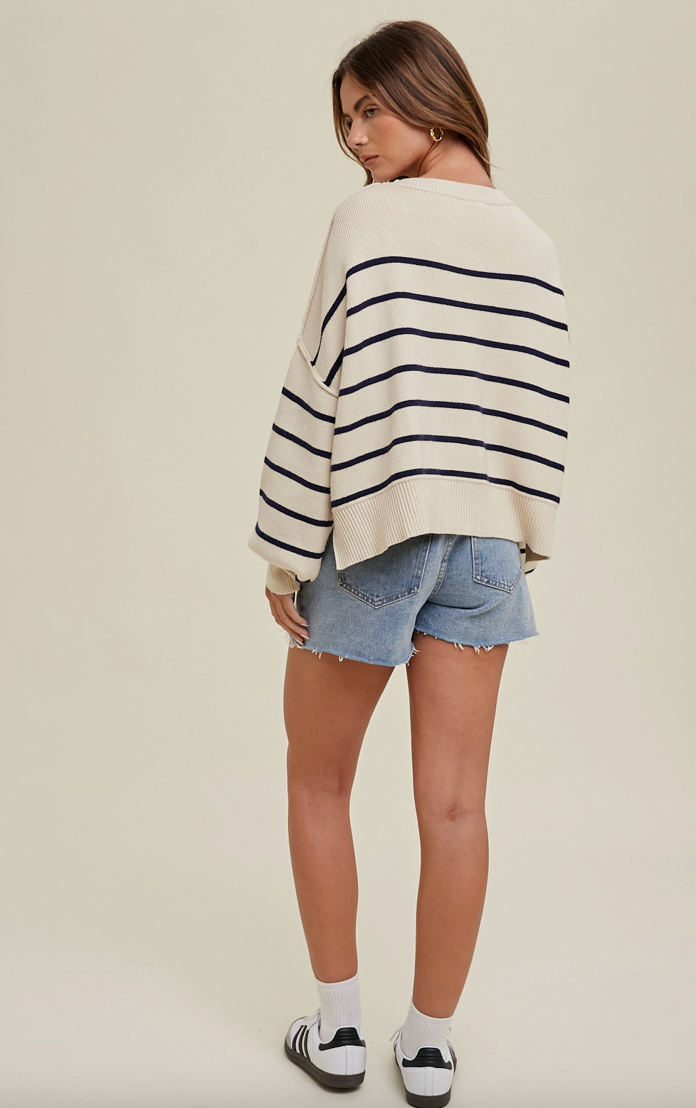 Stripe Relaxed Crop Sweater