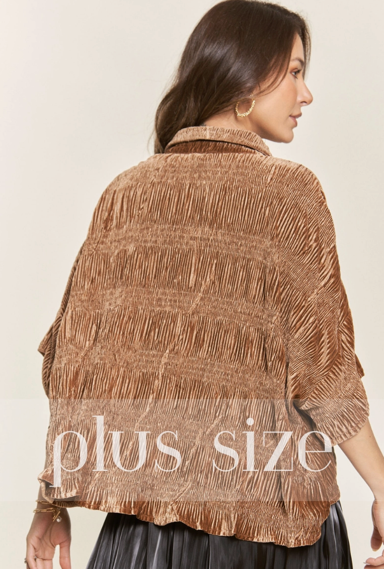 Plus Velvet Ruched Blouse