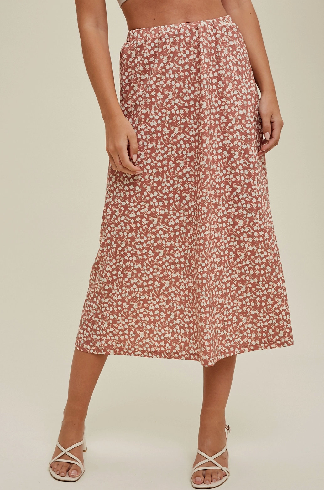 Clay Floral Satin Skirt