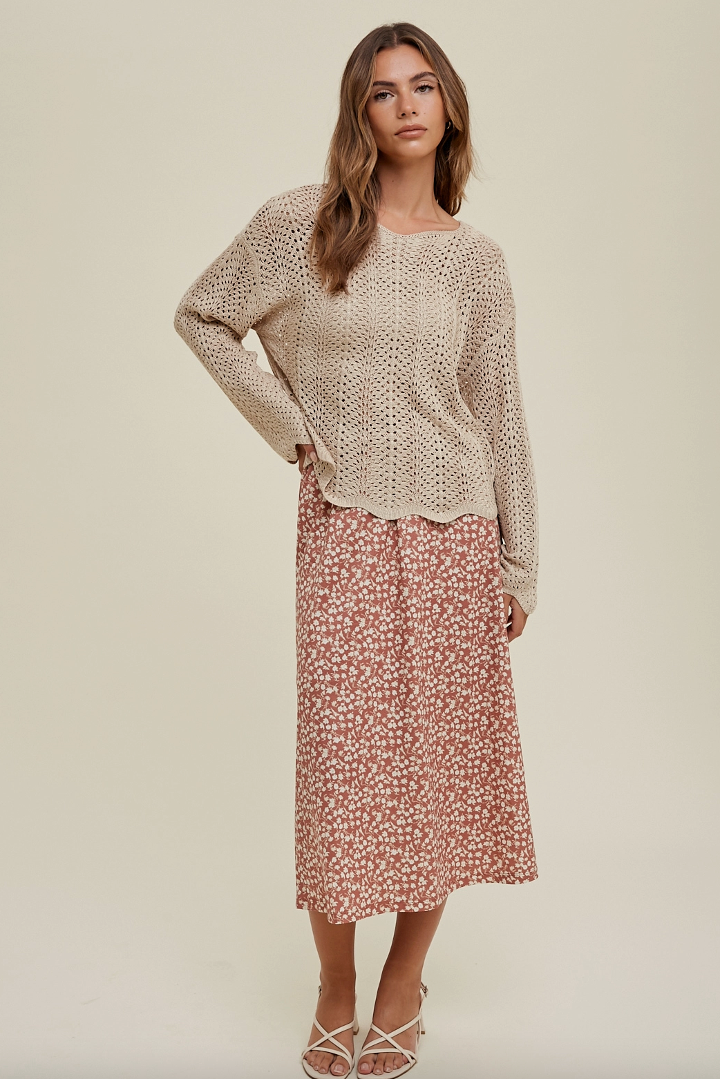 Clay Floral Satin Skirt