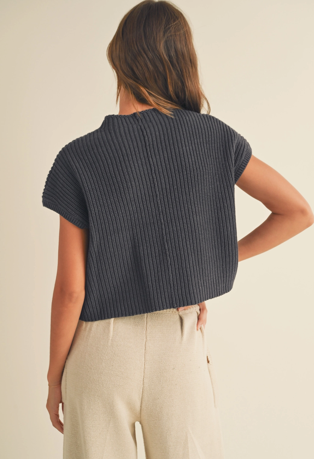 Navy Sweater Knit Top