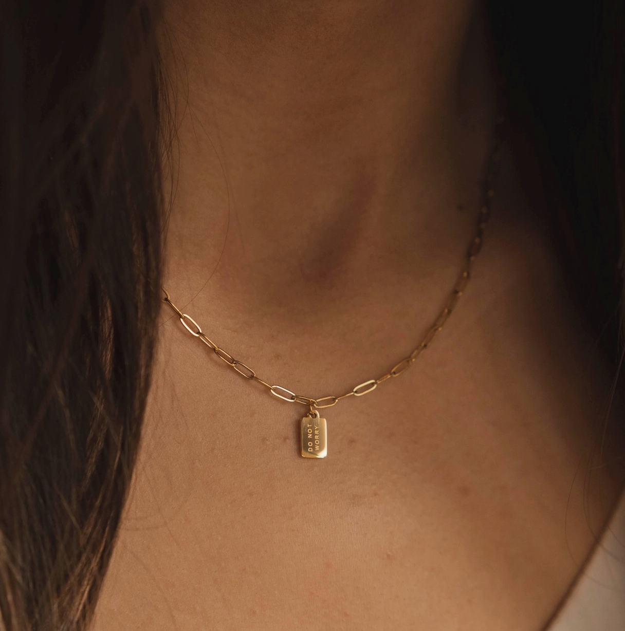 Do Not Worry Tag Necklace