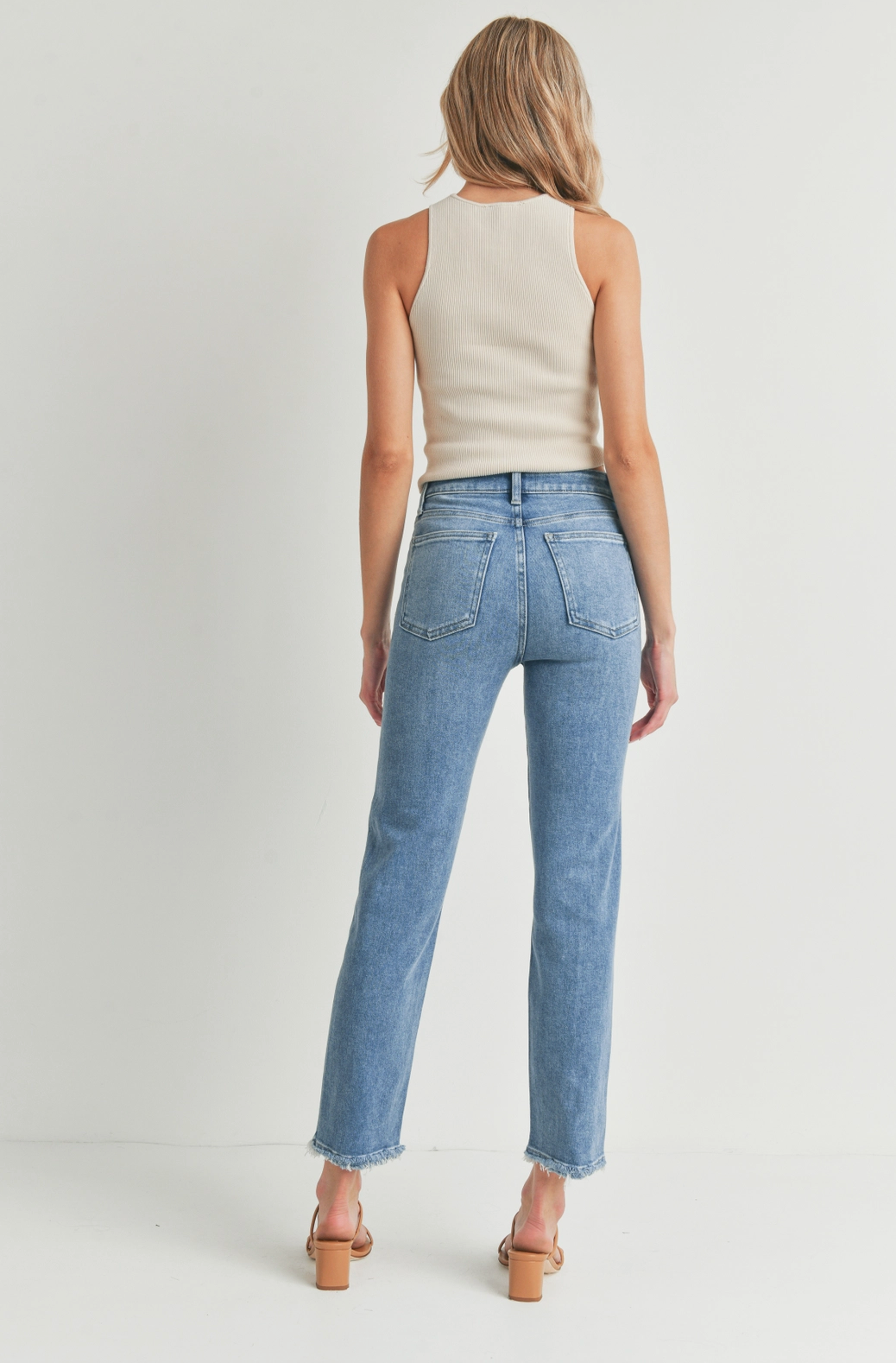 High Rise Light Denim Straight Jean