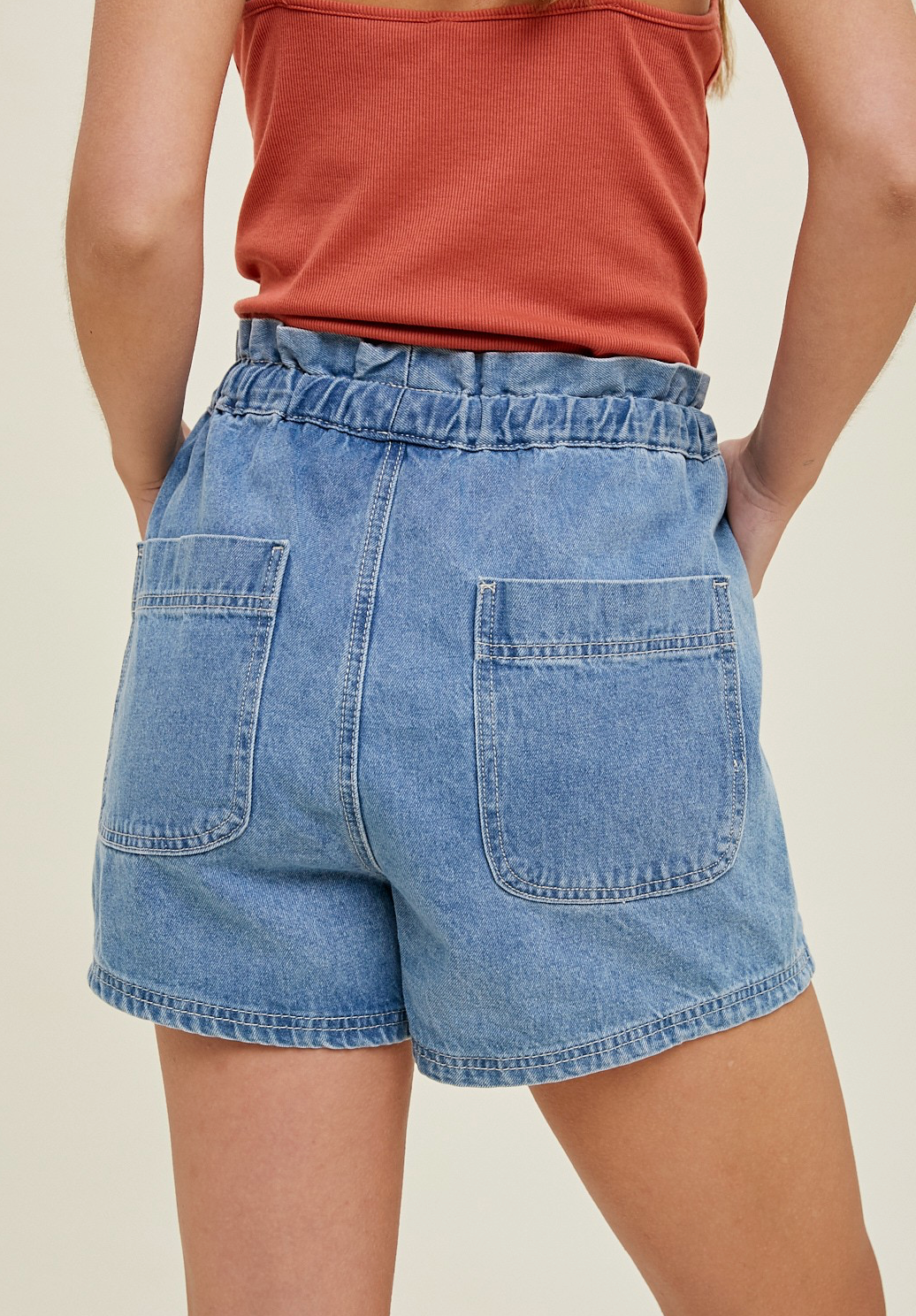 Paper Bag Denim Shorts