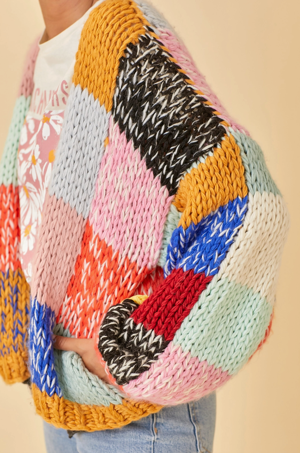 Chunky Knit Rainbow Cardigan