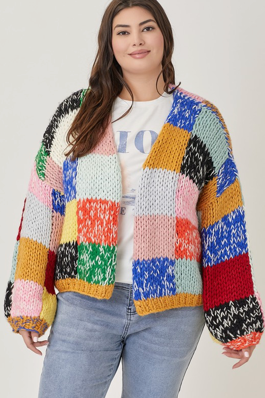 Chunky Knit Rainbow Cardigan