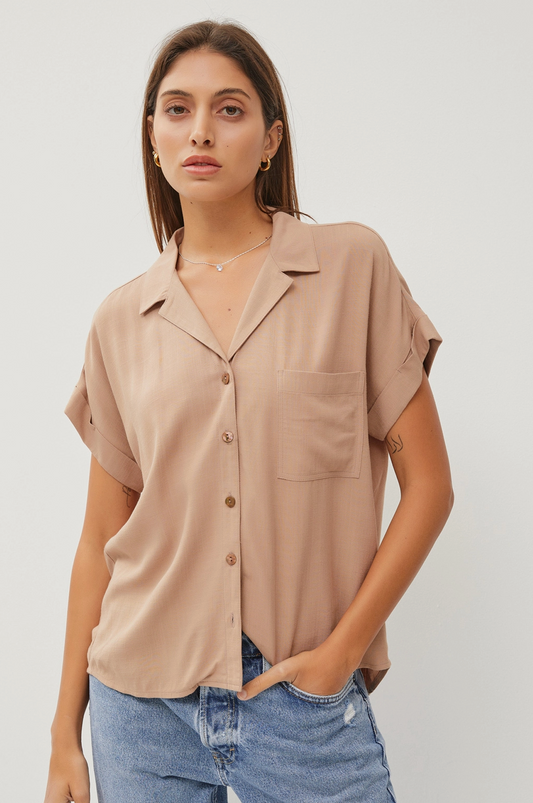 Taupe Collared Button Down