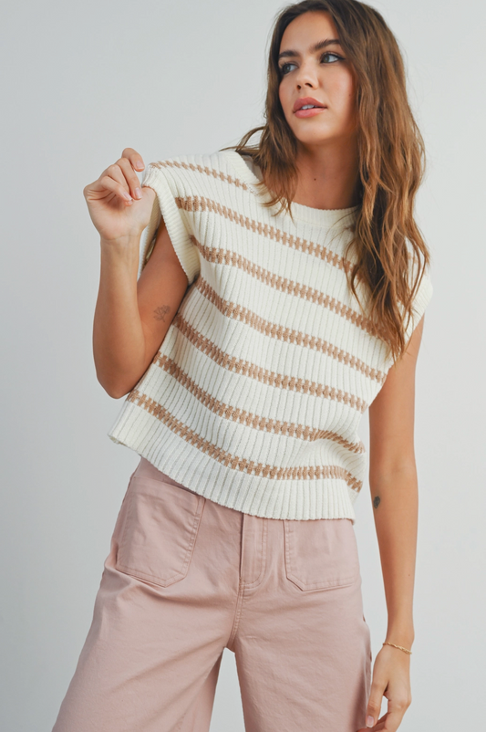 Taupe Stripe Knit Top