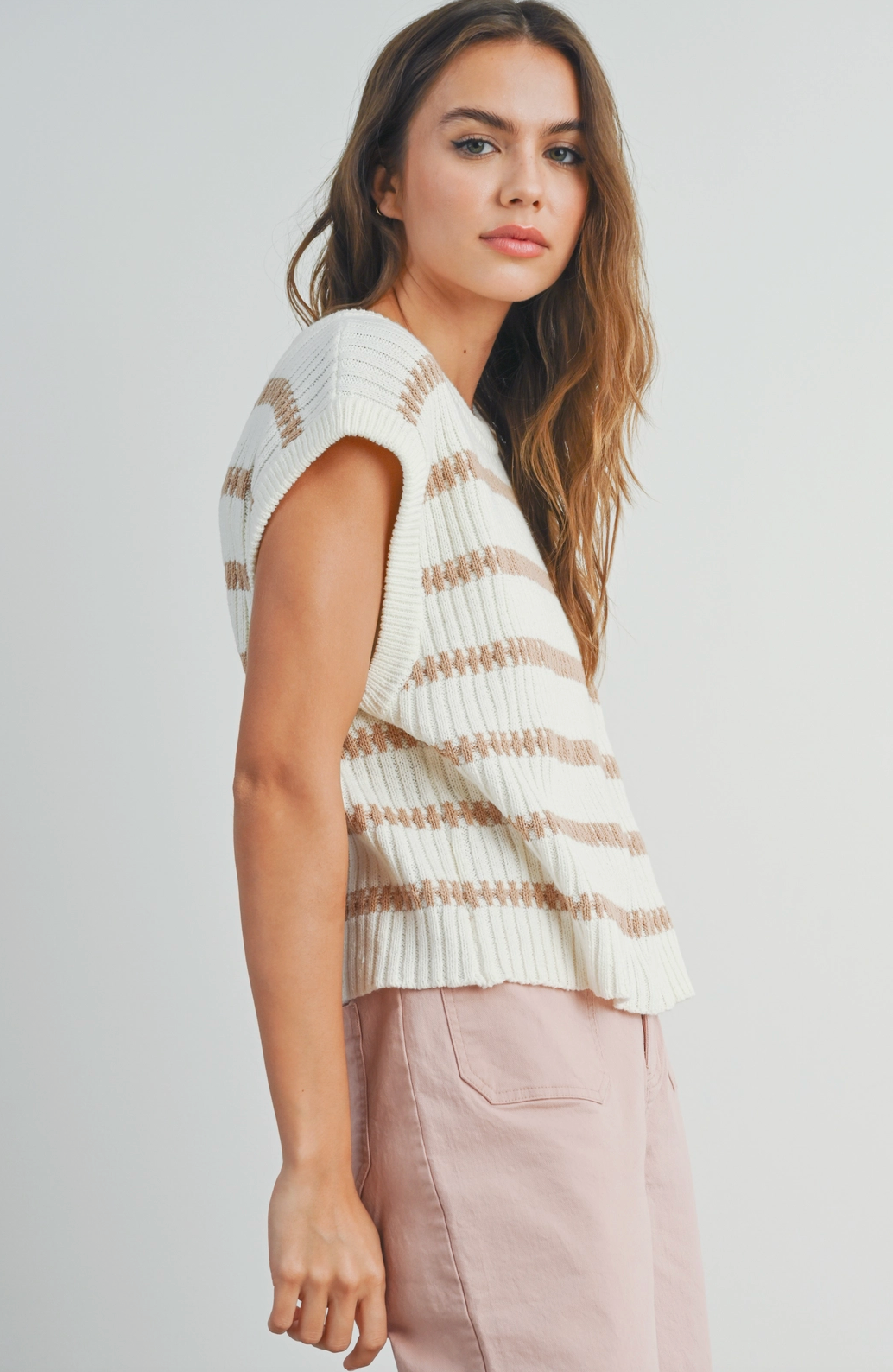 Taupe Stripe Knit Top