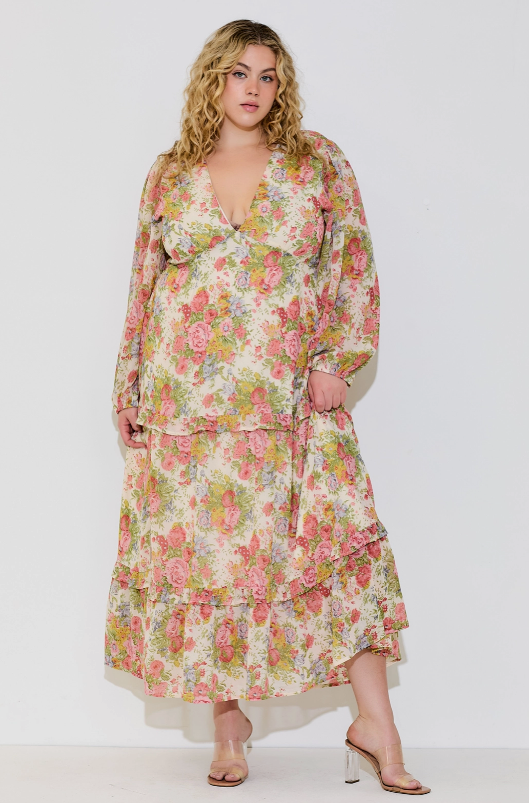 Plus Antique Floral Maxi Dress