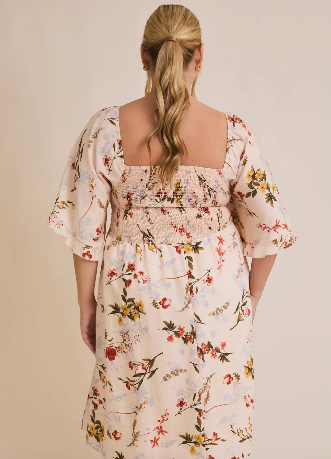 Plus Square Neck Floral Mini Dress