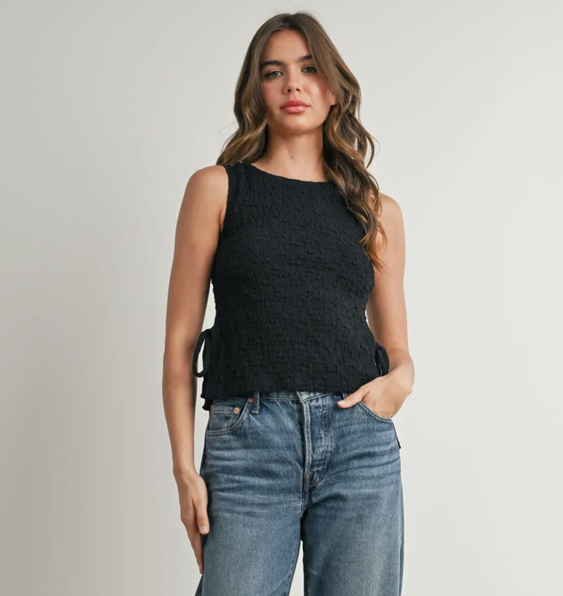 Textured Side Tie Tank