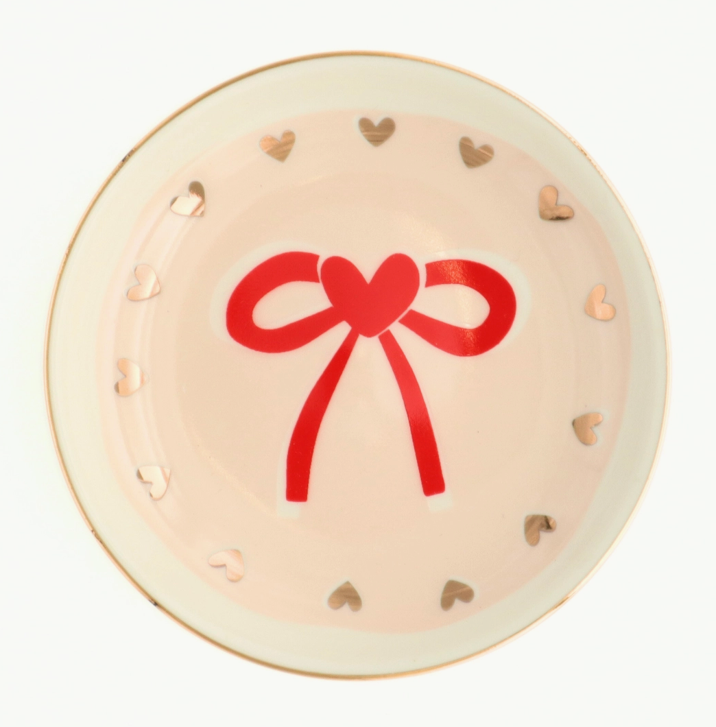 Round Red Bow Trinket Dish