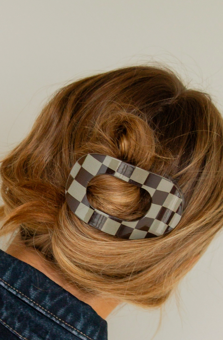 Brown & Black Checkered Flat Clip