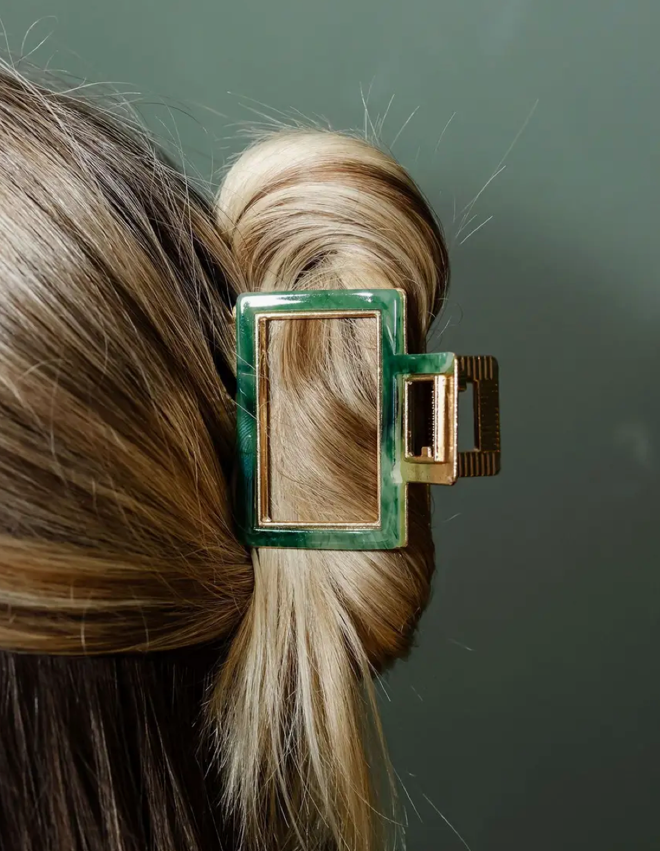 Gold & Green Claw Clip