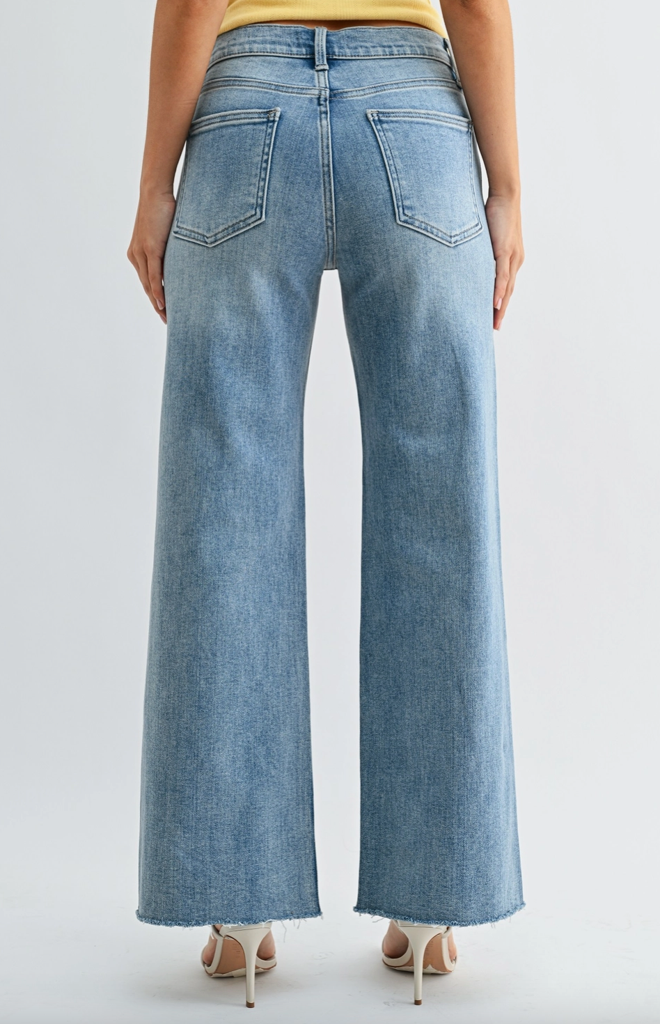 Medium Wash Raw Hem Jeans