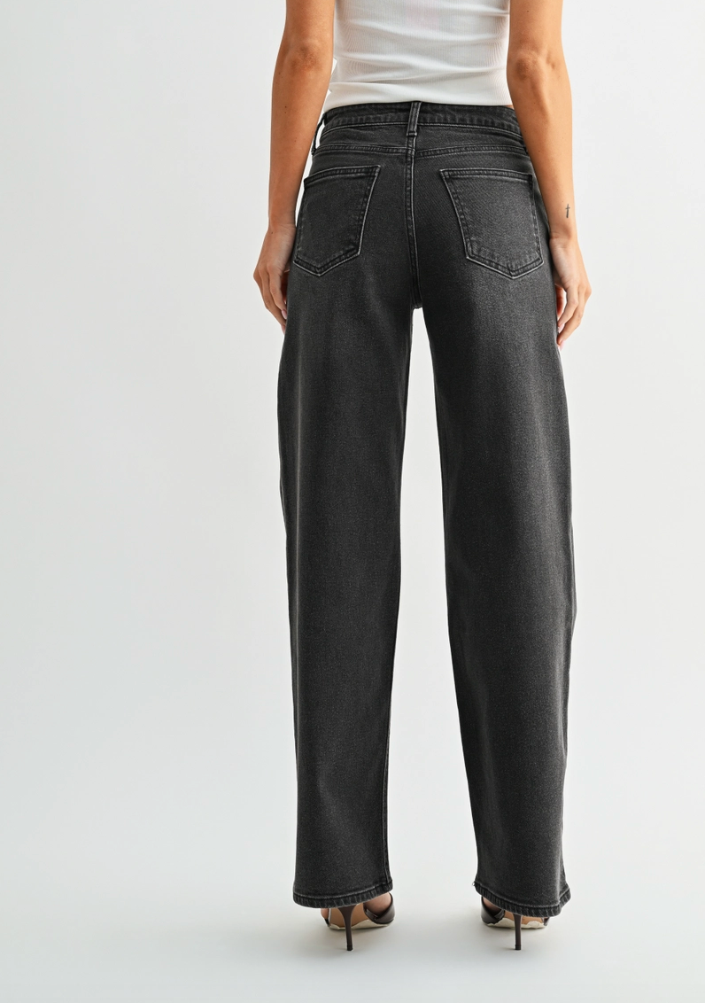 Front Detail Black Washed Jeans