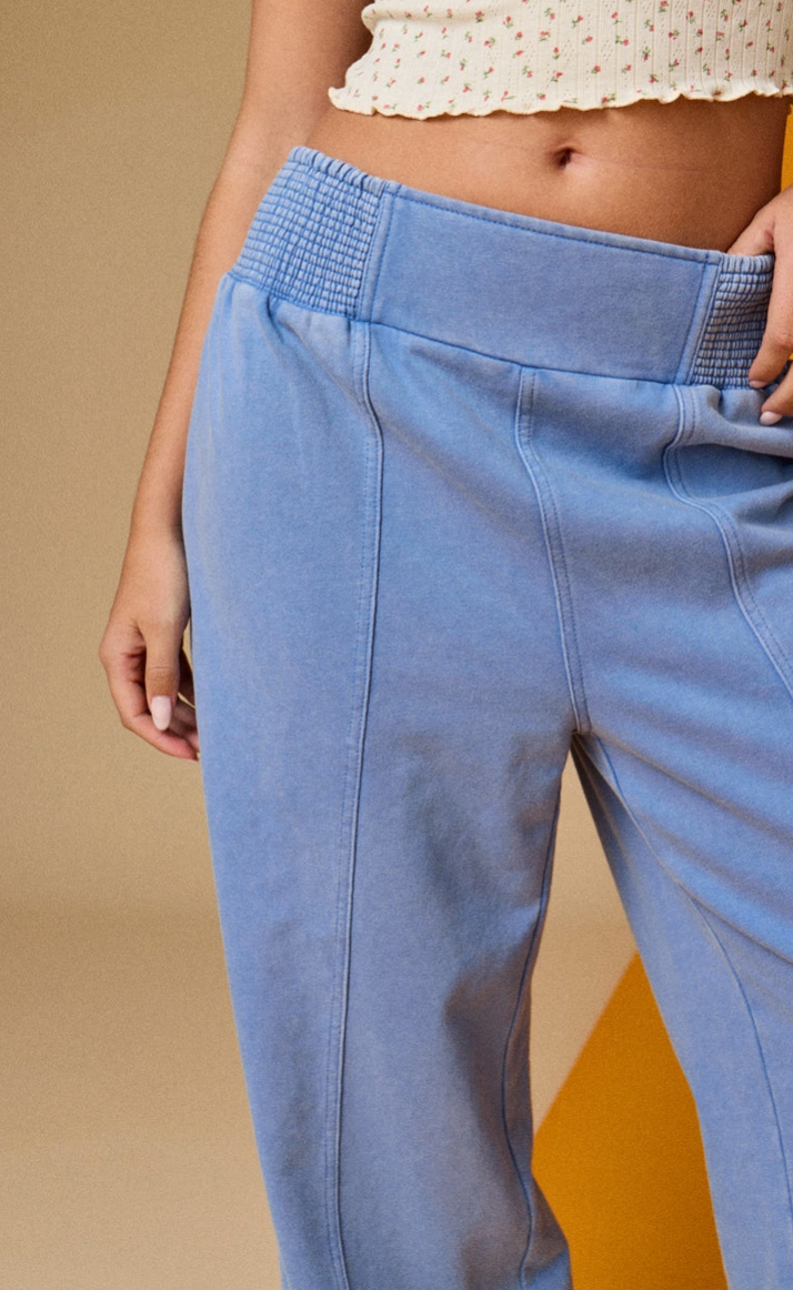 Blue Wide Leg French Terry Pants